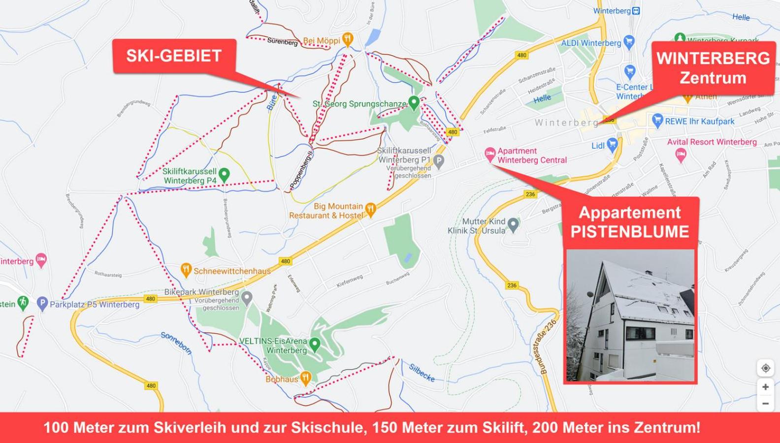 Pistenblume Apartment - Skipiste, Stadtzentrum