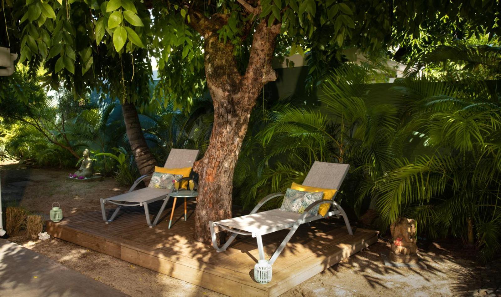 Jolie CASE CREOLE, LAGON à pied, Jardin