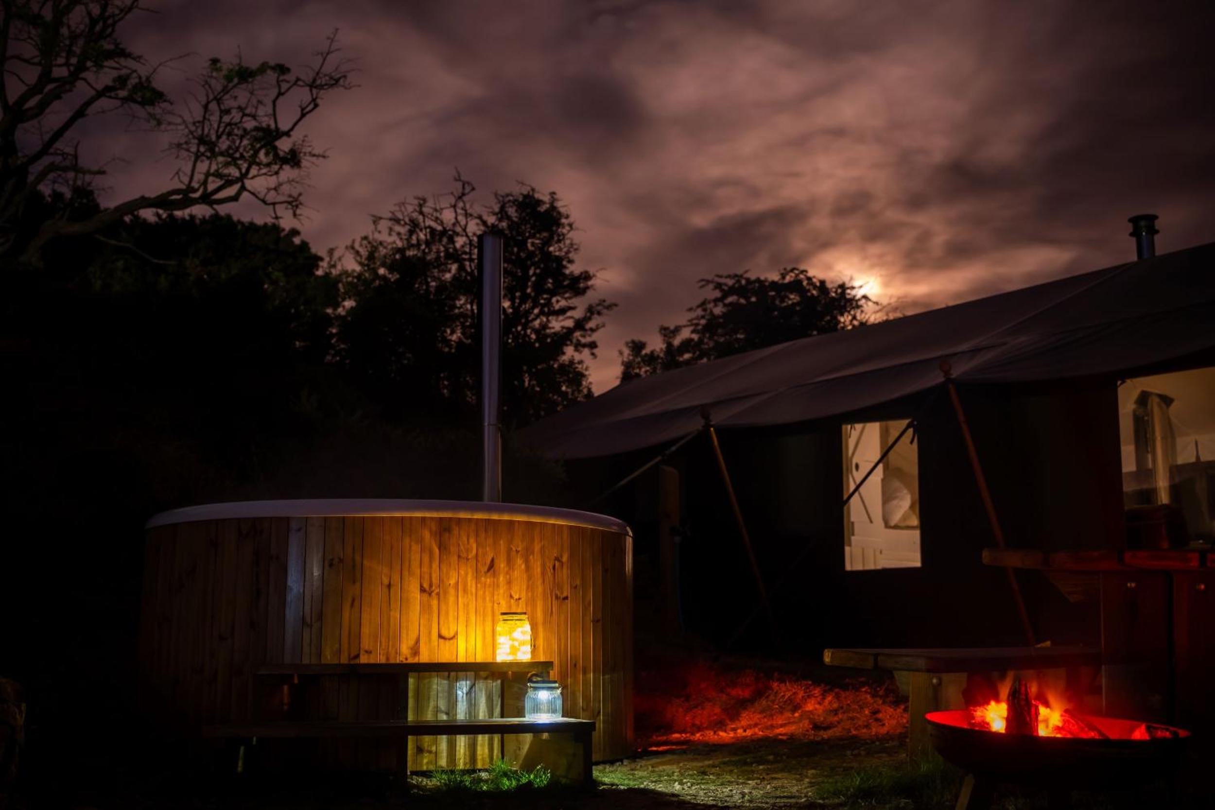 Canvas & Campfires, Luxury Safari Tent Glamping, only Seren Tent has a hot tub view 3