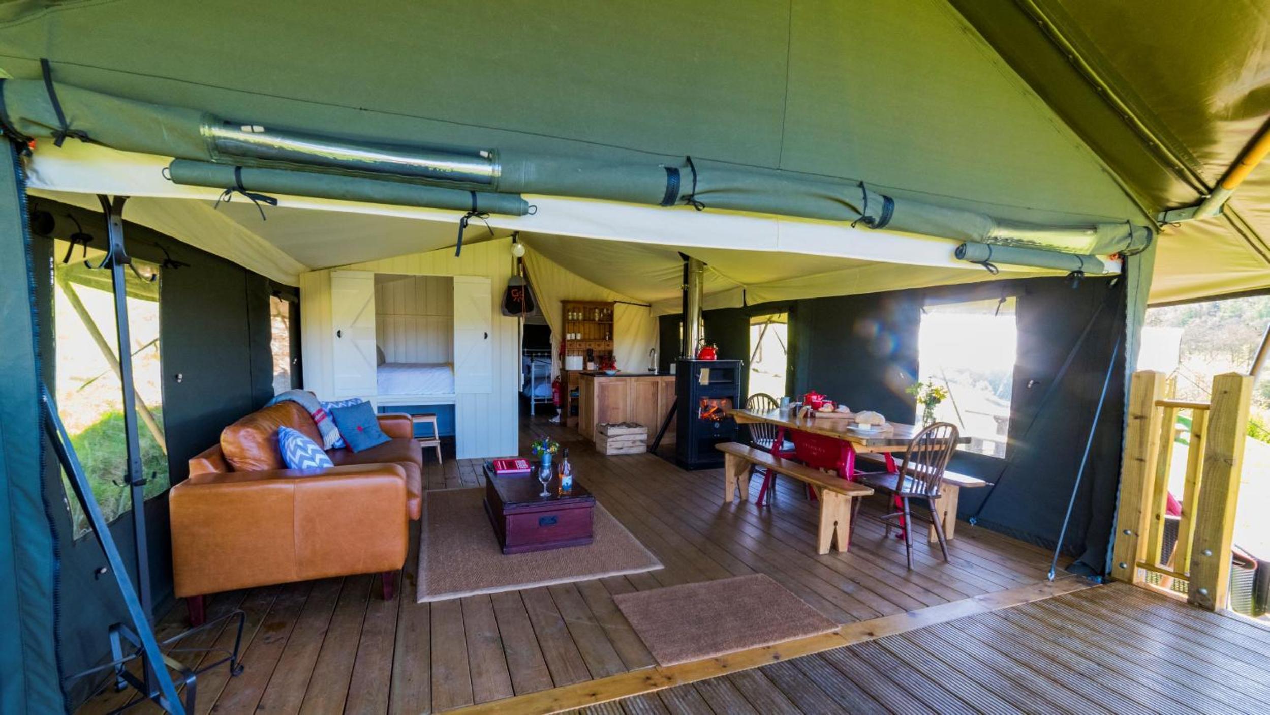 Canvas & Campfires, Luxury Safari Tent Glamping, only Seren Tent has a hot tub view 2