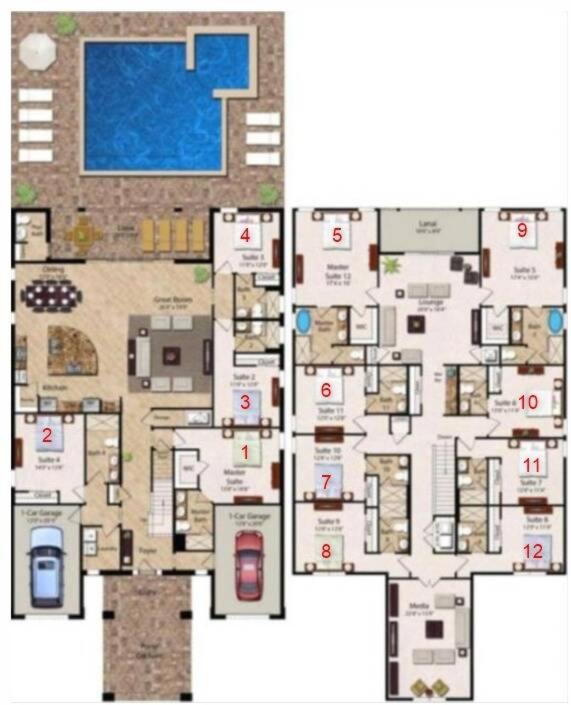 Super fun 12-bed villa w Game Room Private Pool