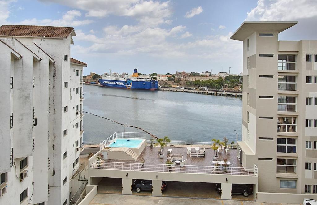 Waterfront views of Historic Zona Colonial in Riviera Colonial