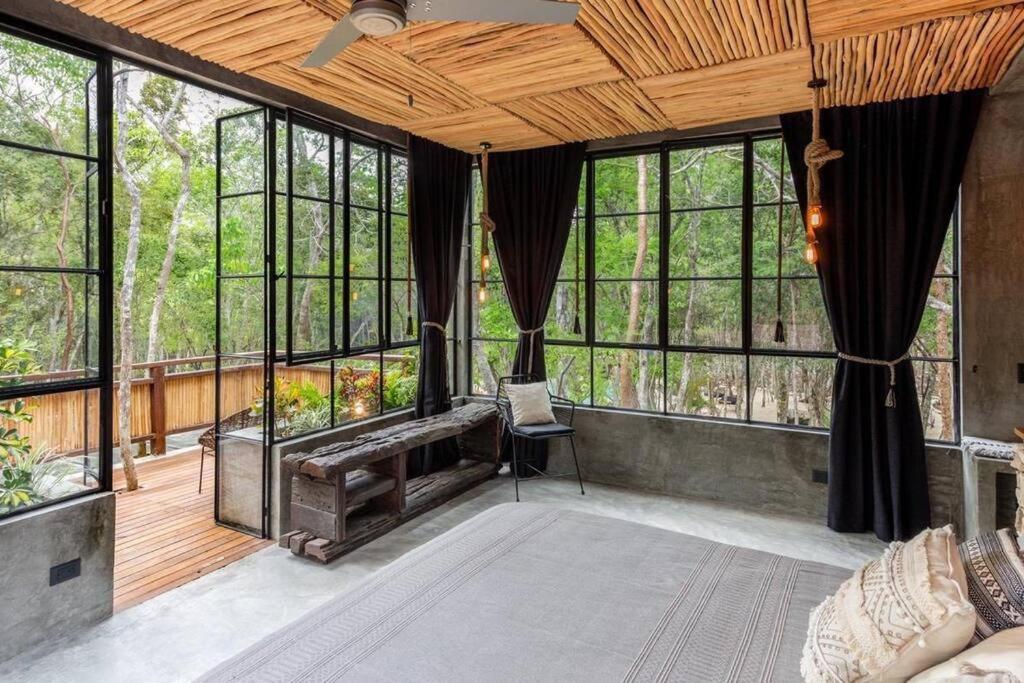 Cheerful cabin with pool surrounded by nature view 5