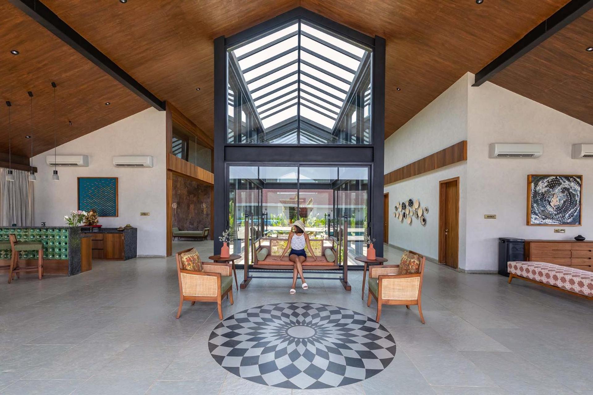 StayVista's The Barn - Mountain-View Luxury Mansion with Heated Infinity Pool, Deck, Jacuzzi, Lawn featuring a Gazebo and Firepit