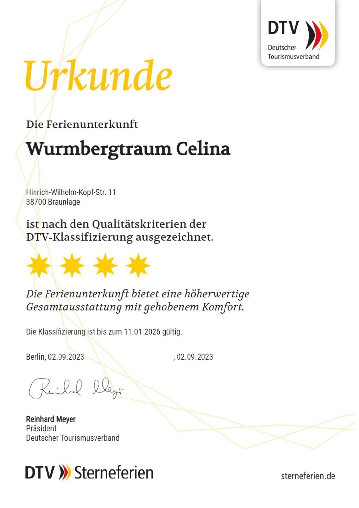 Wurmbergblick Nico in Braunlage 4 Sterne zertifiziert vom DTV inklusive Wäschepakete
