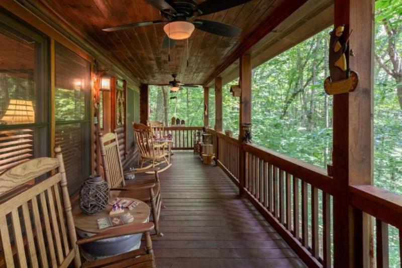 Mountain Spirit Cabin - Fireplace and Hot Tub view 2