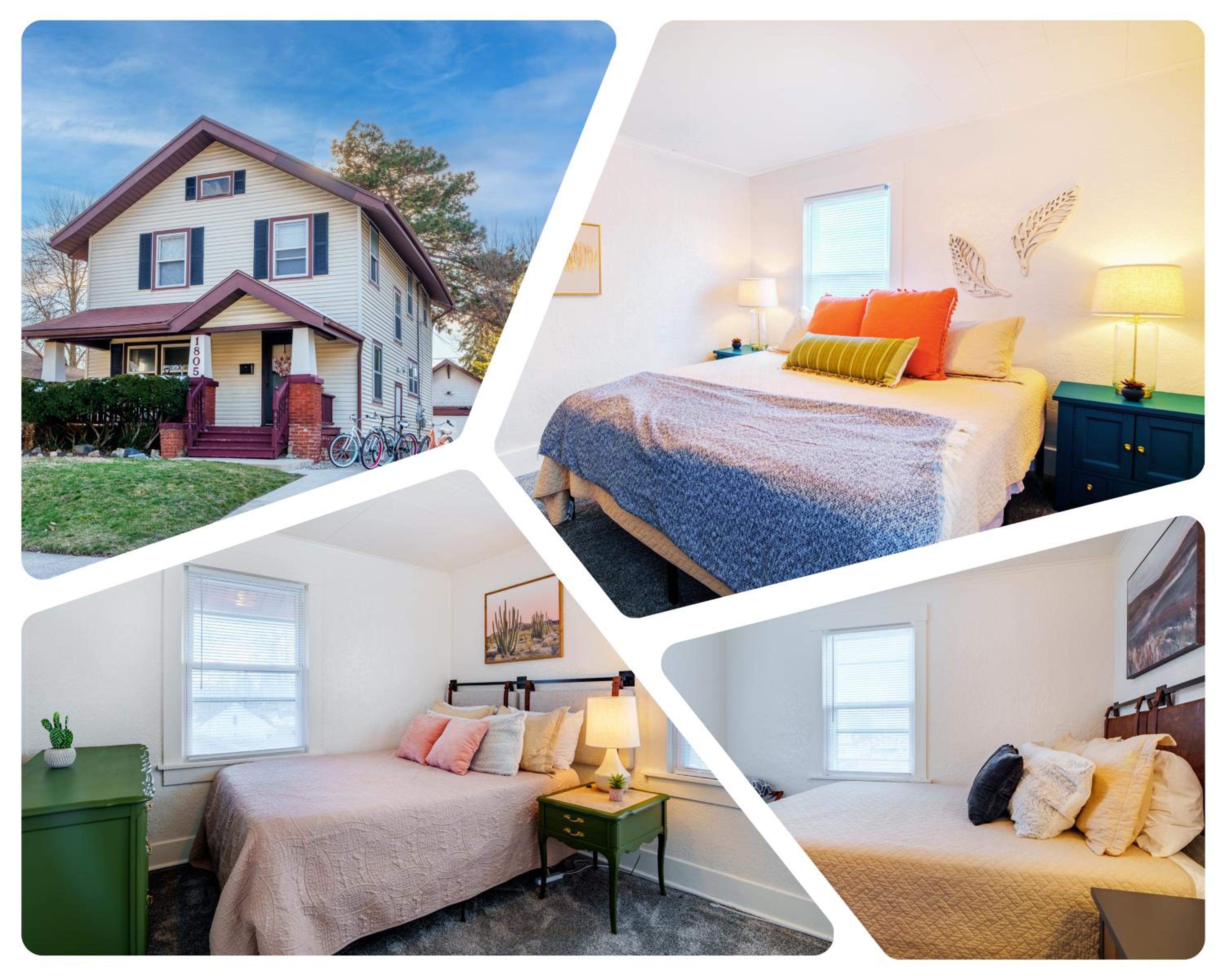 King Bed, 2 Full Baths, Large Deck, Free Bikes, 2 miles to Downtown & Sports Fieldhouse