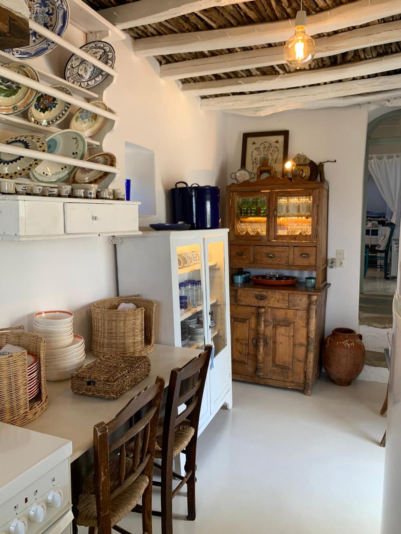 Restored traditional white house in Naxos view 3