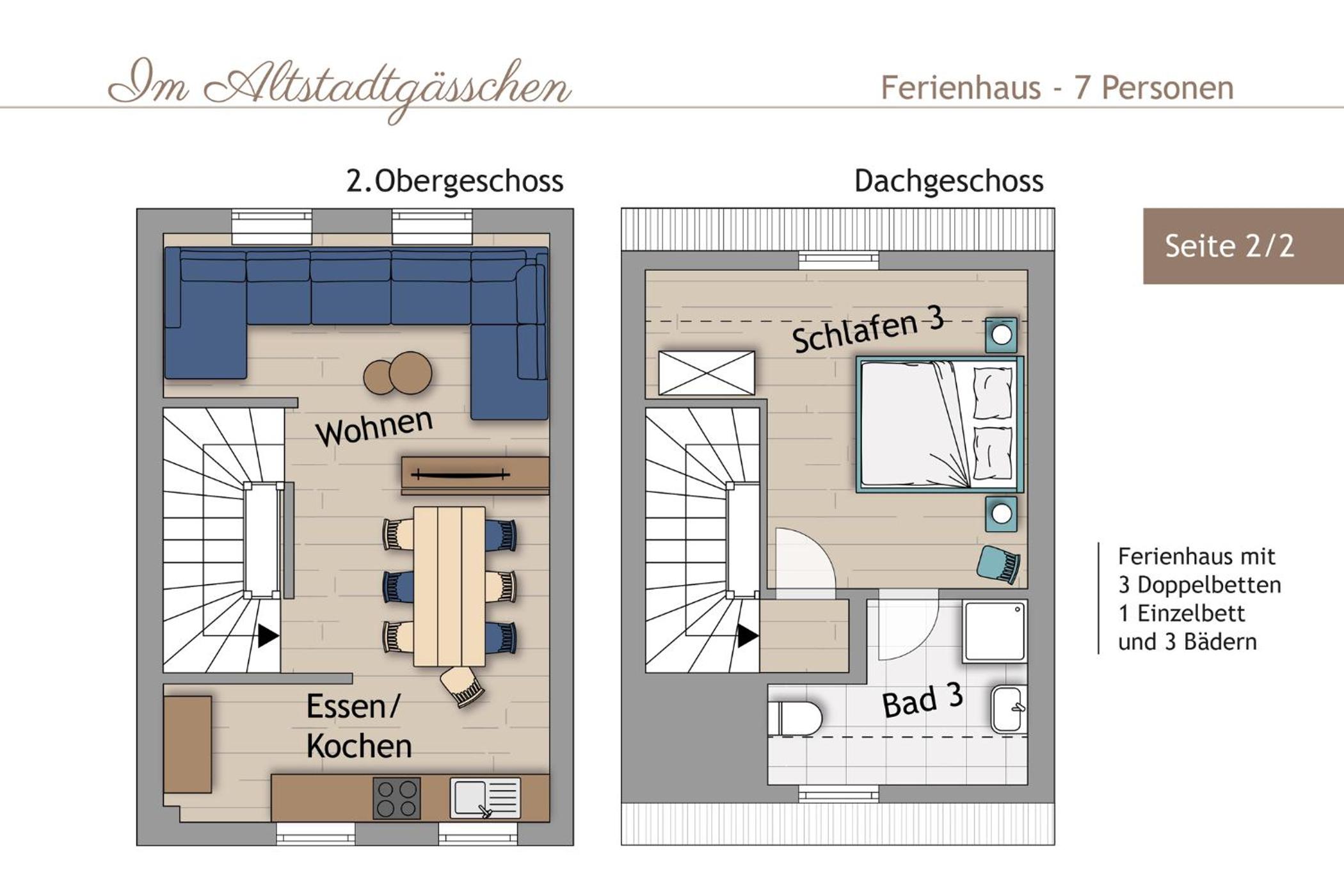 Ferienhaus im Altstadtgässchen mit 3 Badezimmern