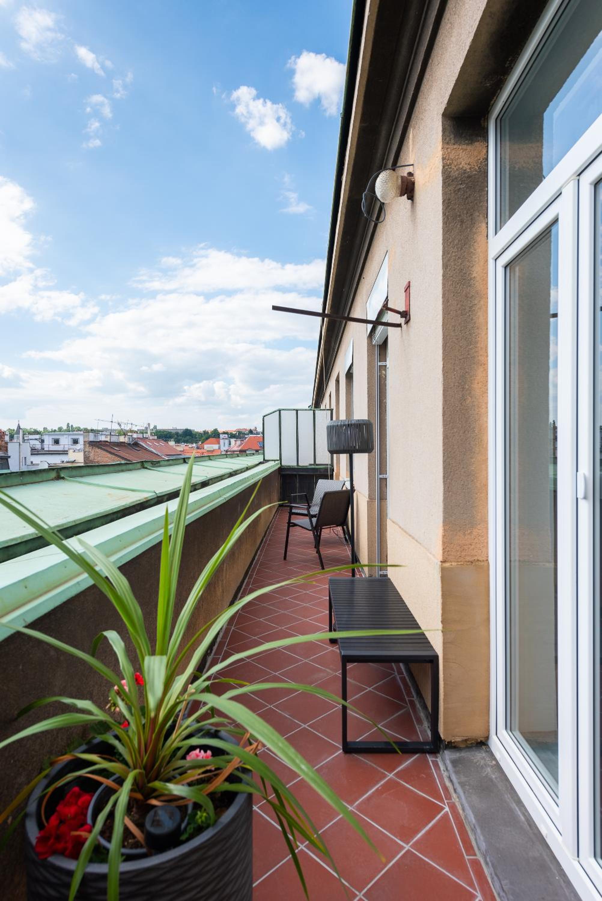 Luxury apartment with a balcony and a terrace
