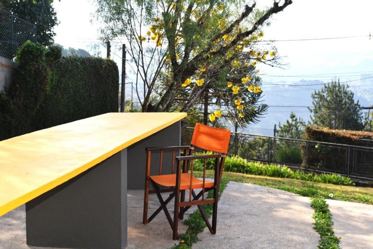 Architect house with view, garden and fireplace