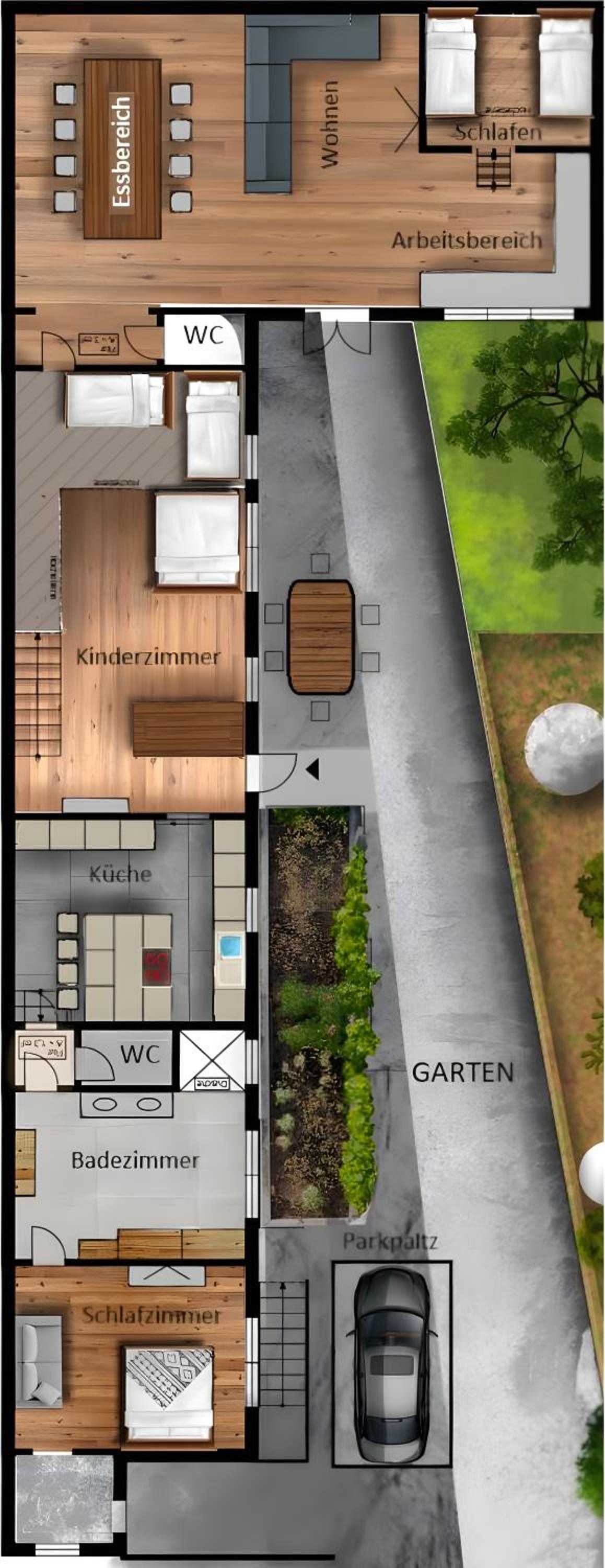 Loft House 170qm, Central, Own Garden, Parking lot