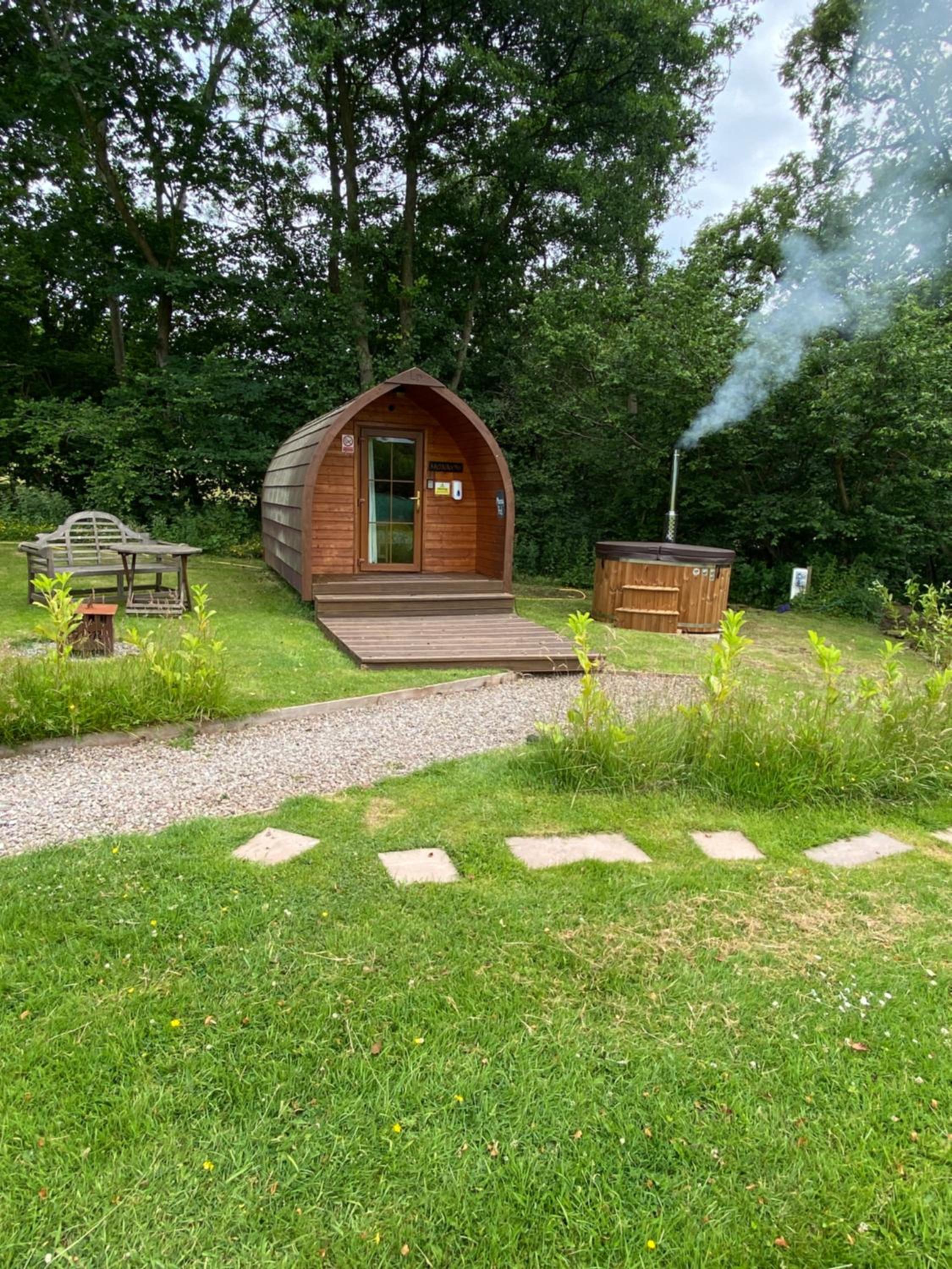 Country pod with wood fired hot tub view 4