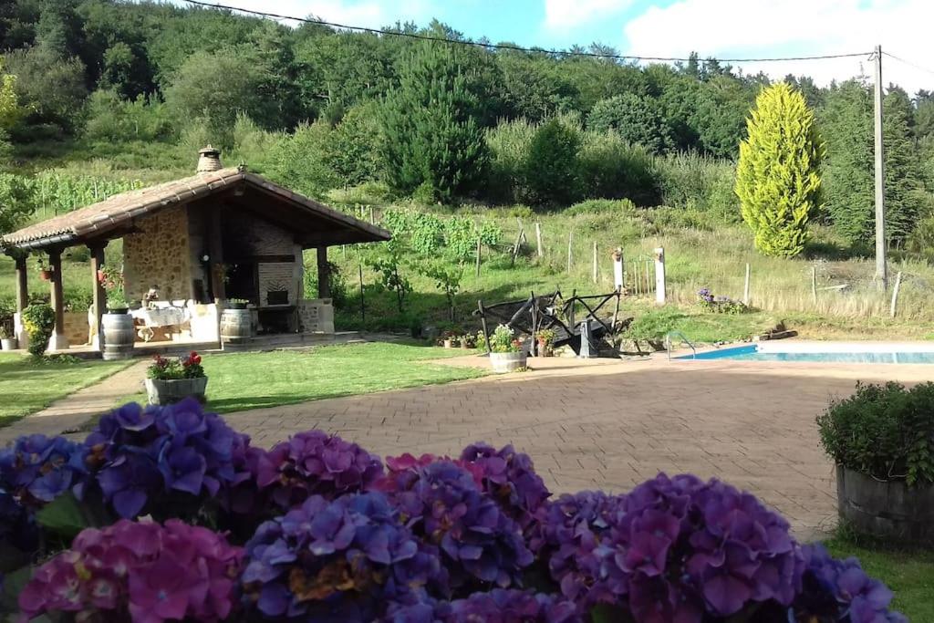 caserio vasco con piscina y barbacoa