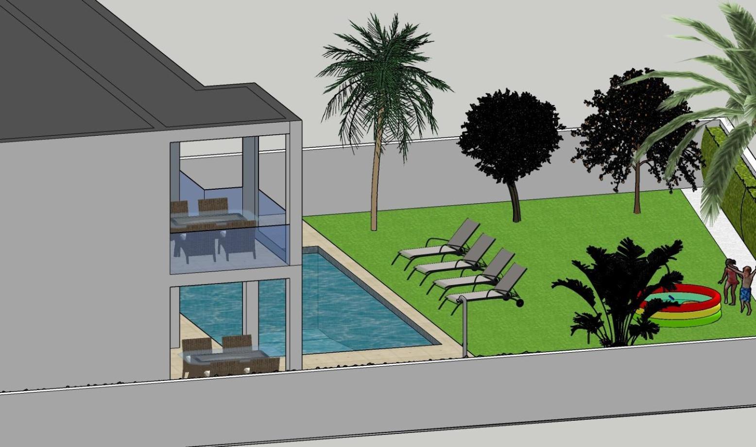 Luxury villa with large swimming pool and outdoor area