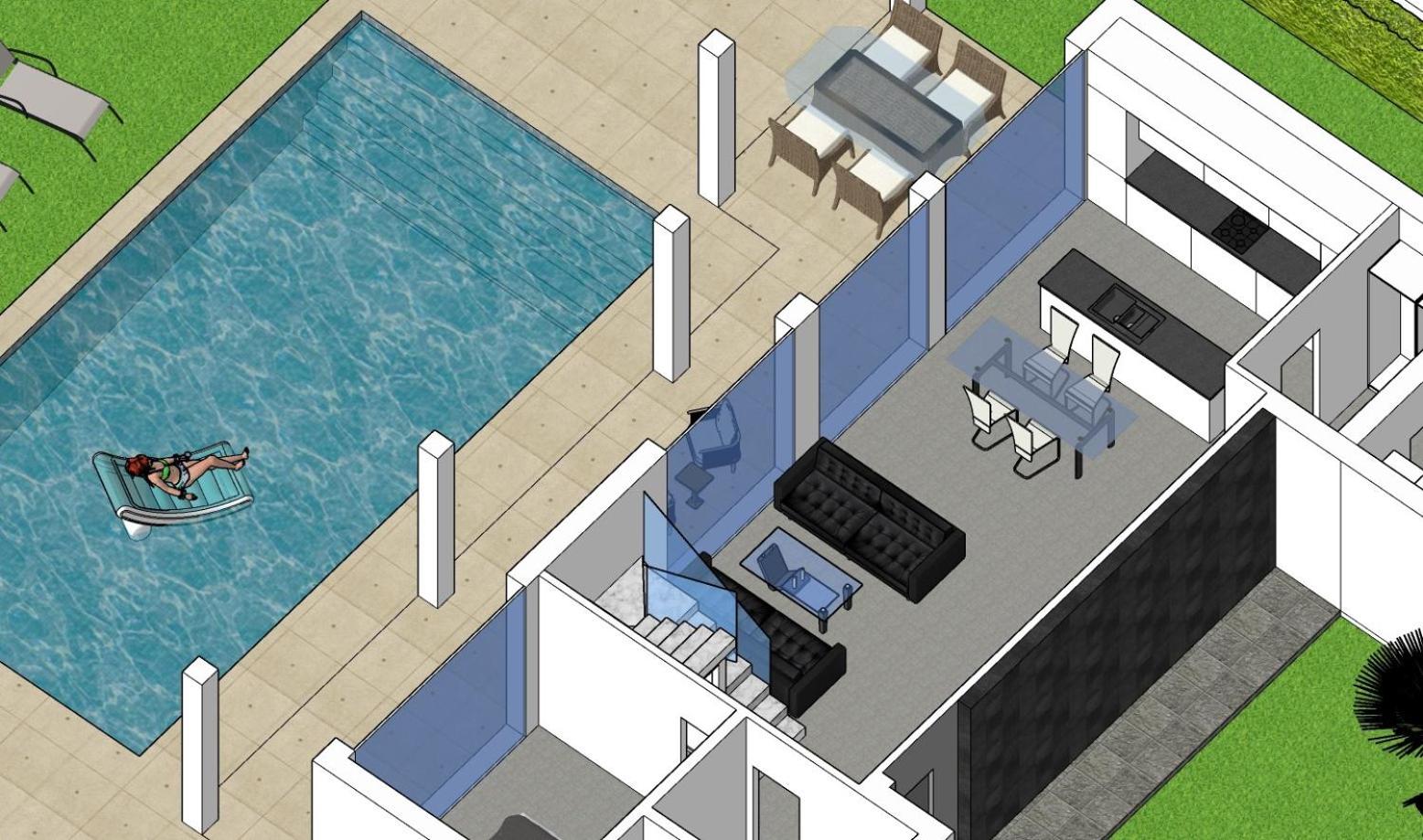 Luxury villa with large swimming pool and outdoor area