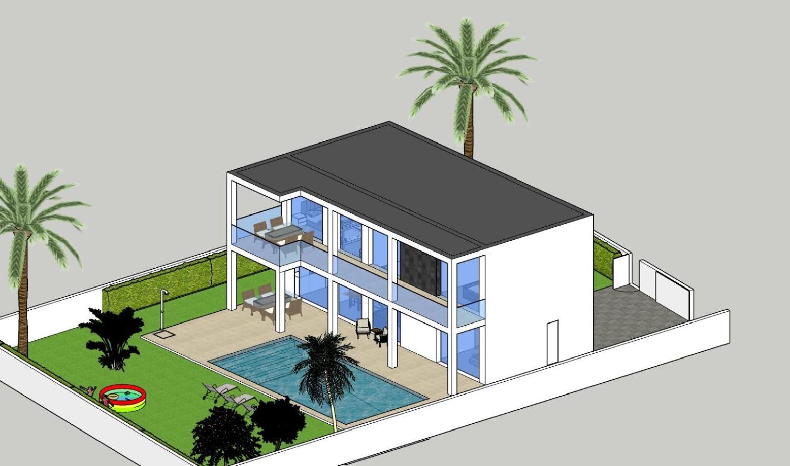 Luxury villa with large swimming pool and outdoor area