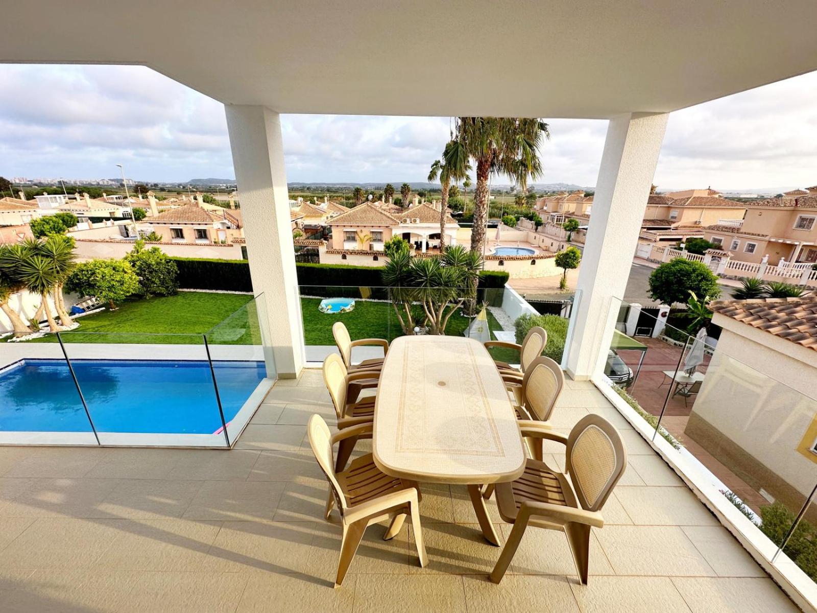 Luxury villa with large swimming pool and outdoor area