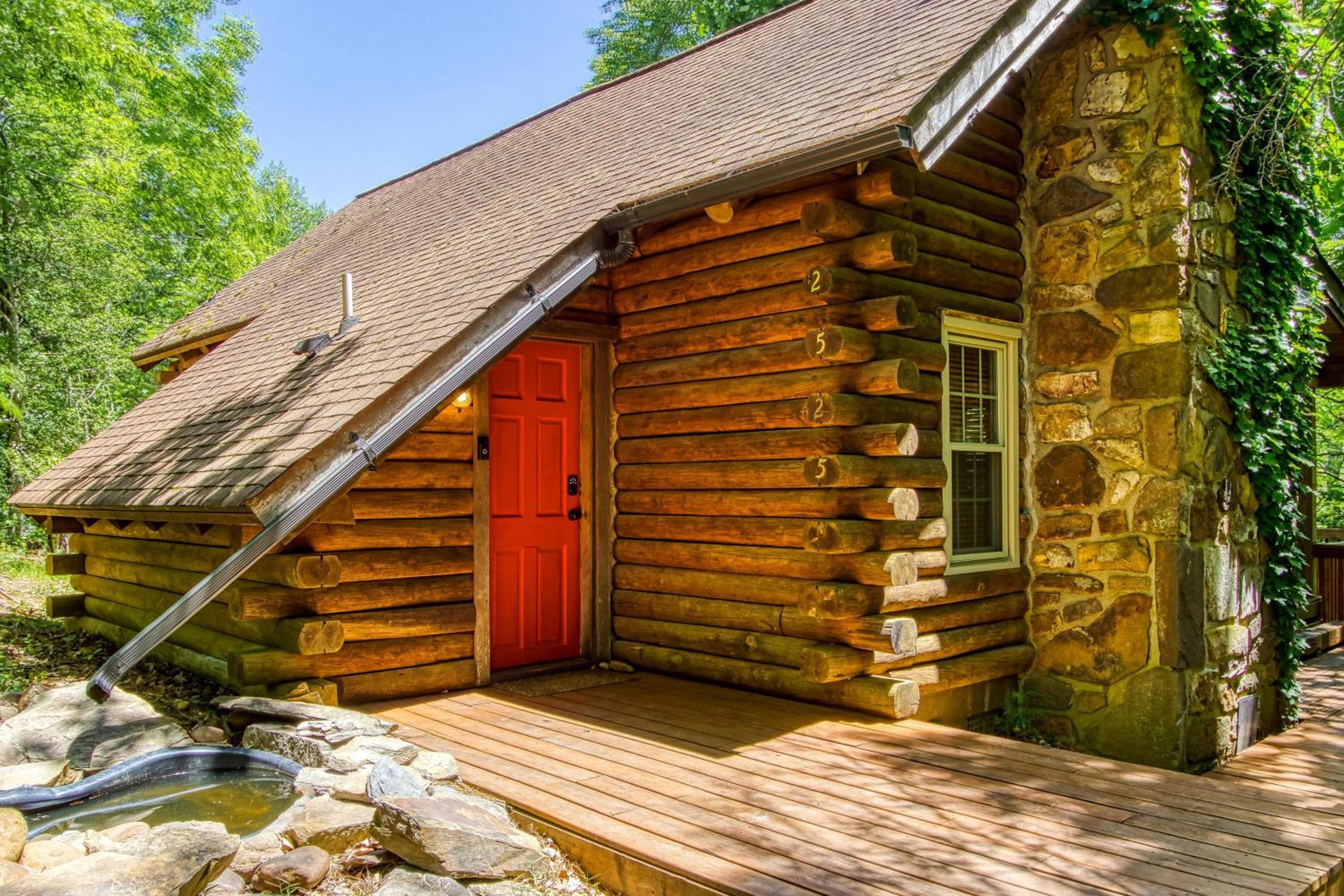 VERY private, real log cabin with hot tub! view 2