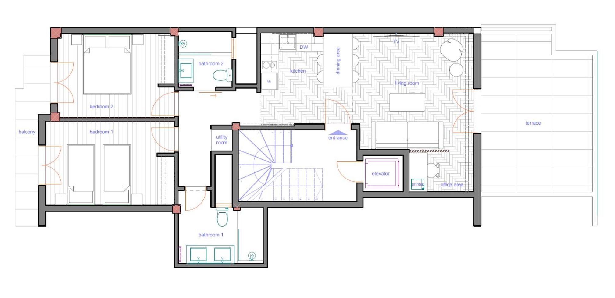 Athena Blue Lux Apartments 2BR 2BA with City Skyline View, near Kolonaki