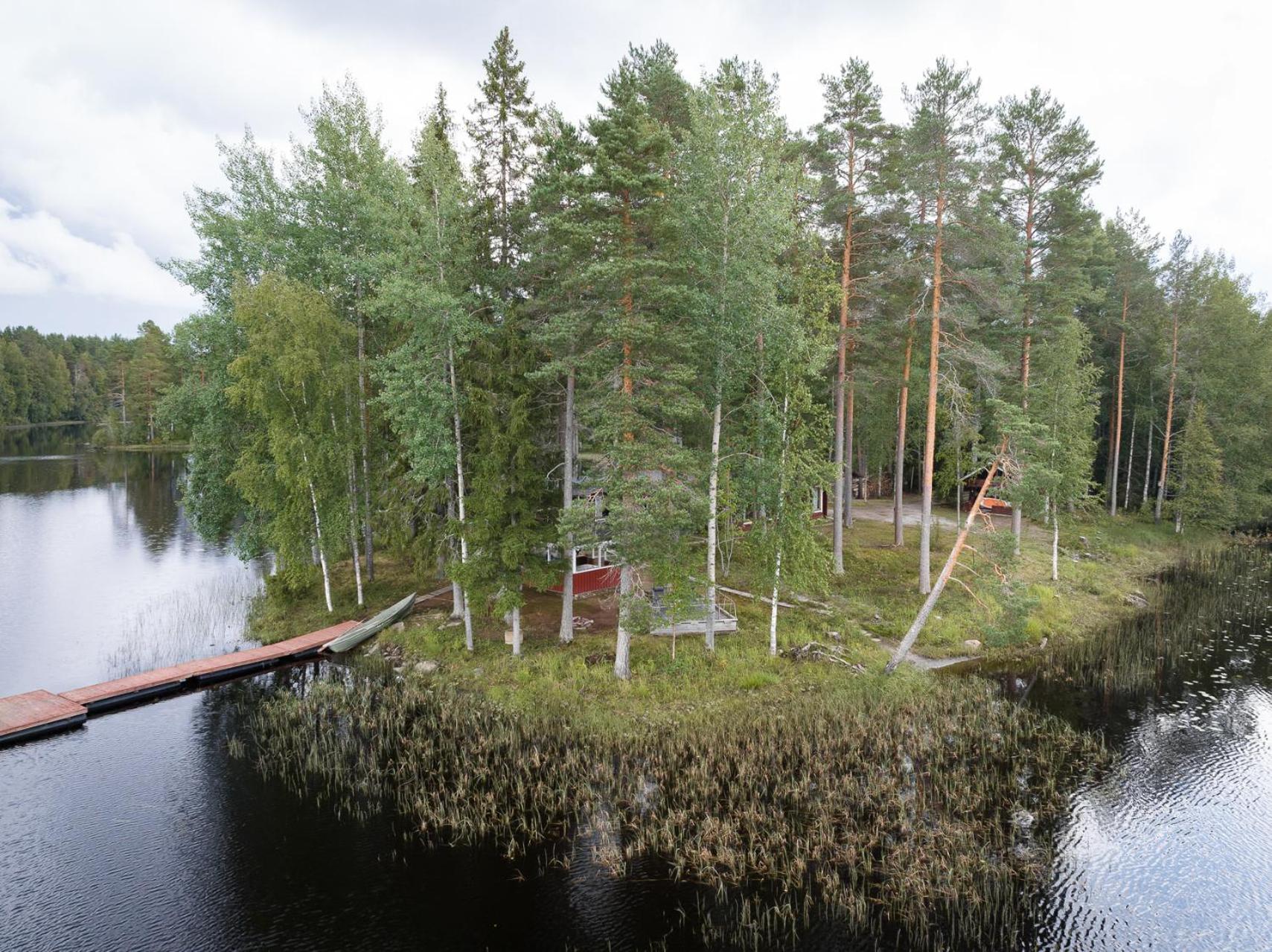 Hirsihuvila yksityisessä niemessä Petäjävedellä