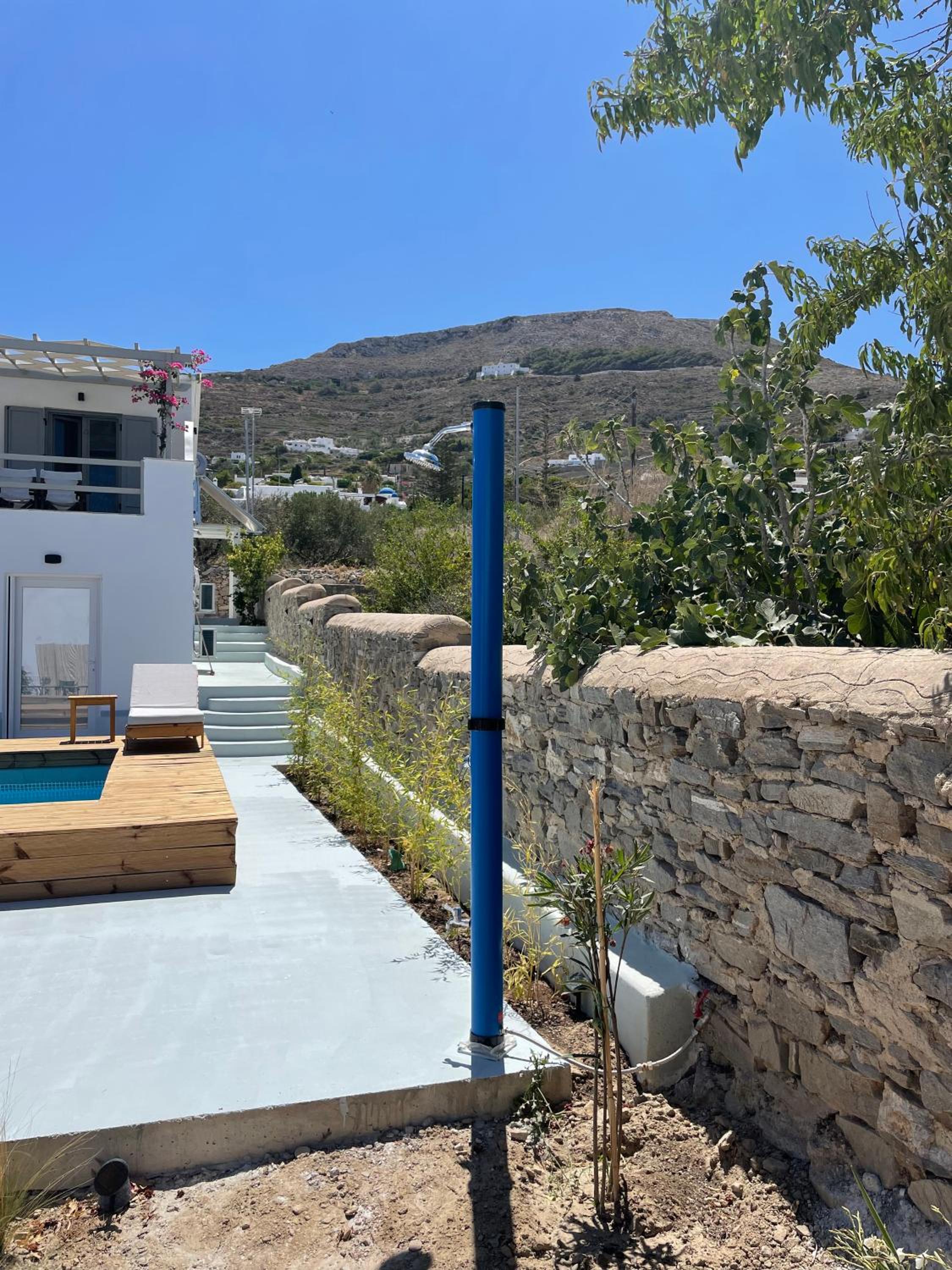 Minimal Blue Apartment with Sunset View in Paros view 3