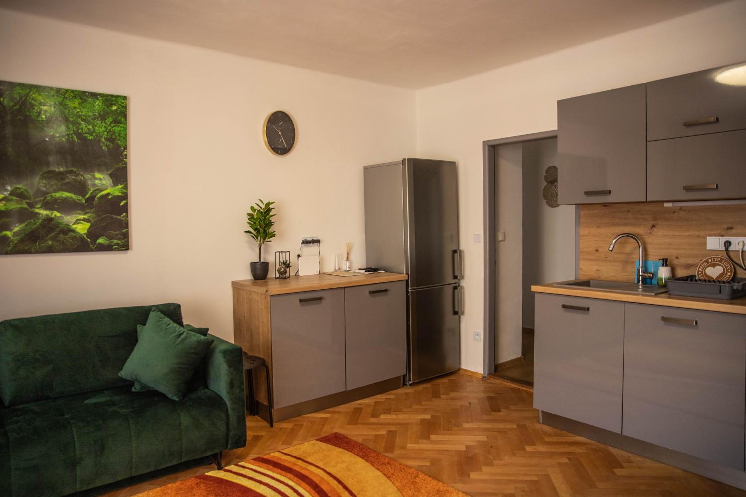Prostorný byt v centru u řeky, 2 ložnice, balkón