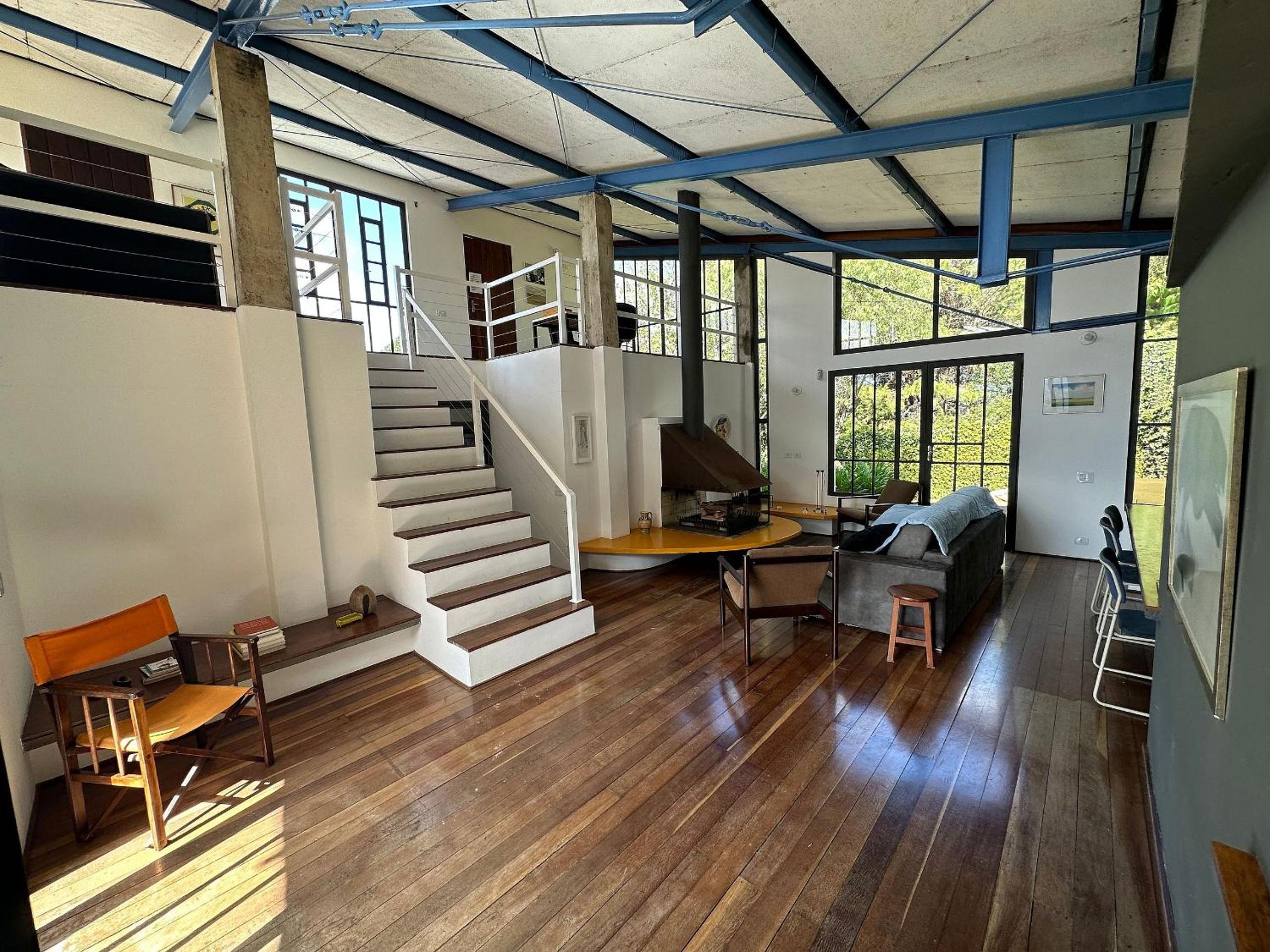 Architect house with view, garden and fireplace