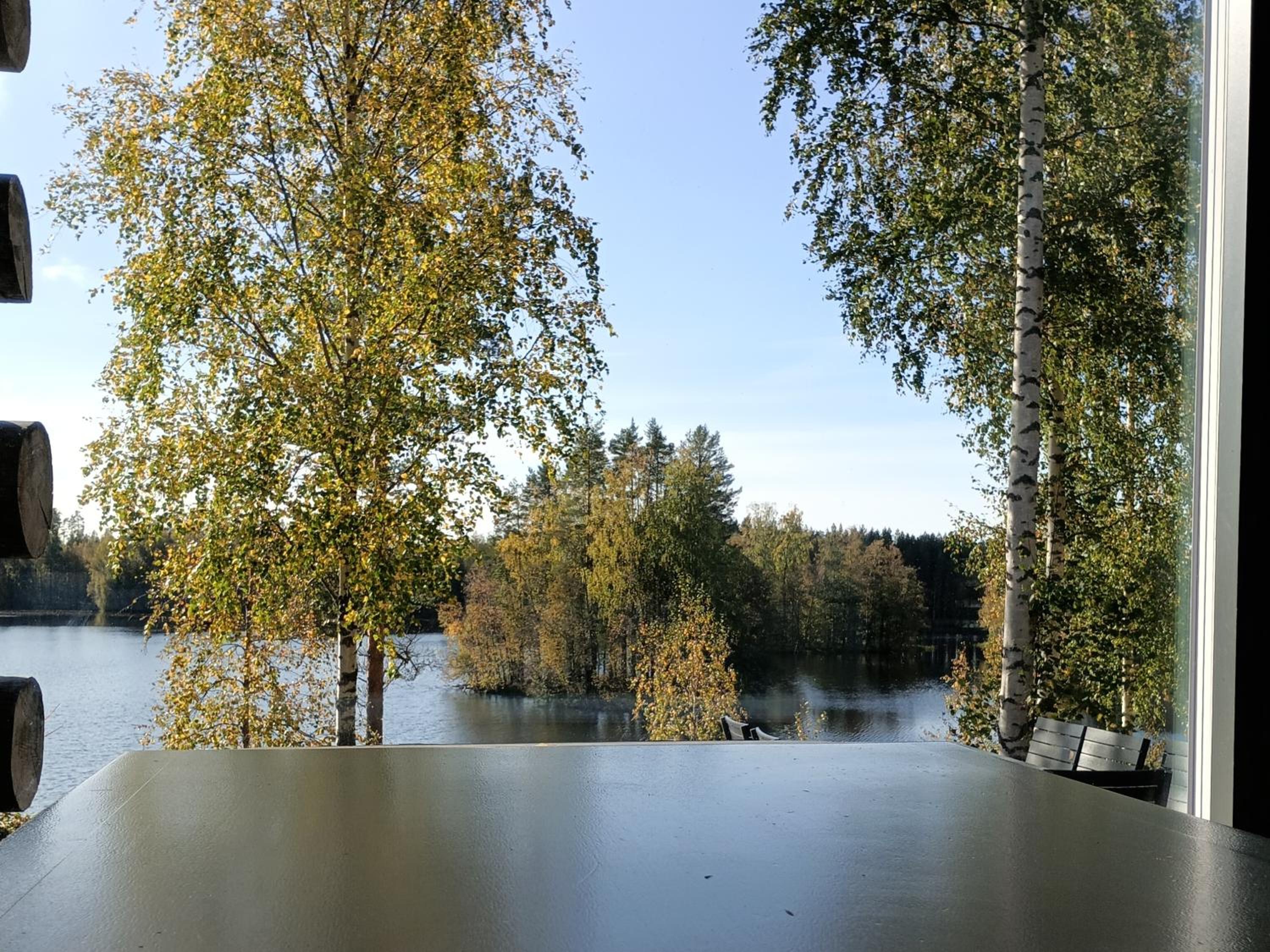 Upea kelohirsihuvila rannalla, myös poreamme!