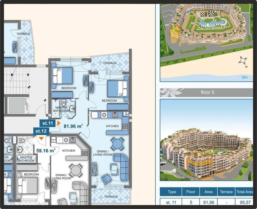 Beachfront Panoramic Flat @ South Bay residence