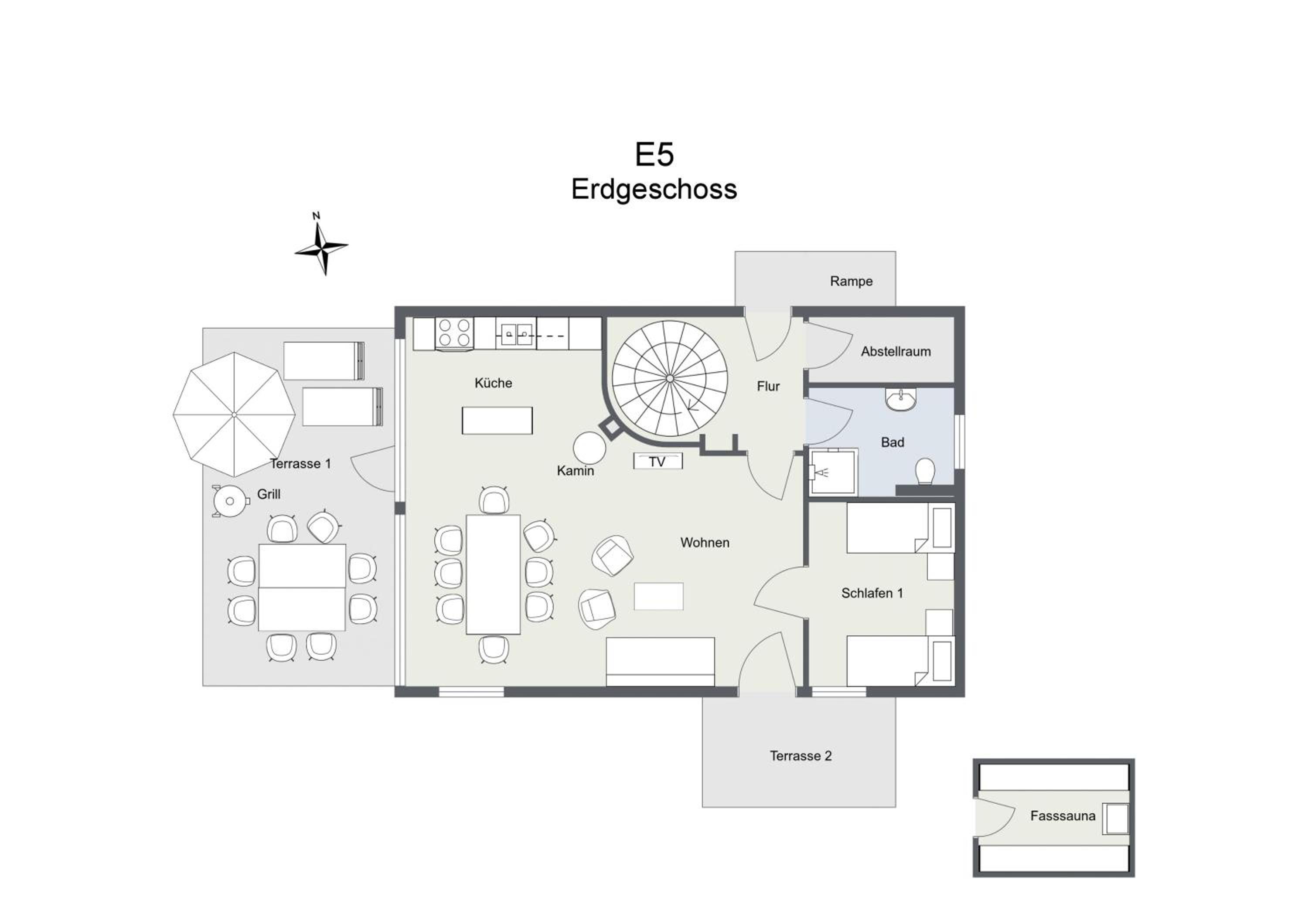 Ferienhaus Wiesengeflüster E5 - gruppenfreundlich in Randlage mit Fasssauna
