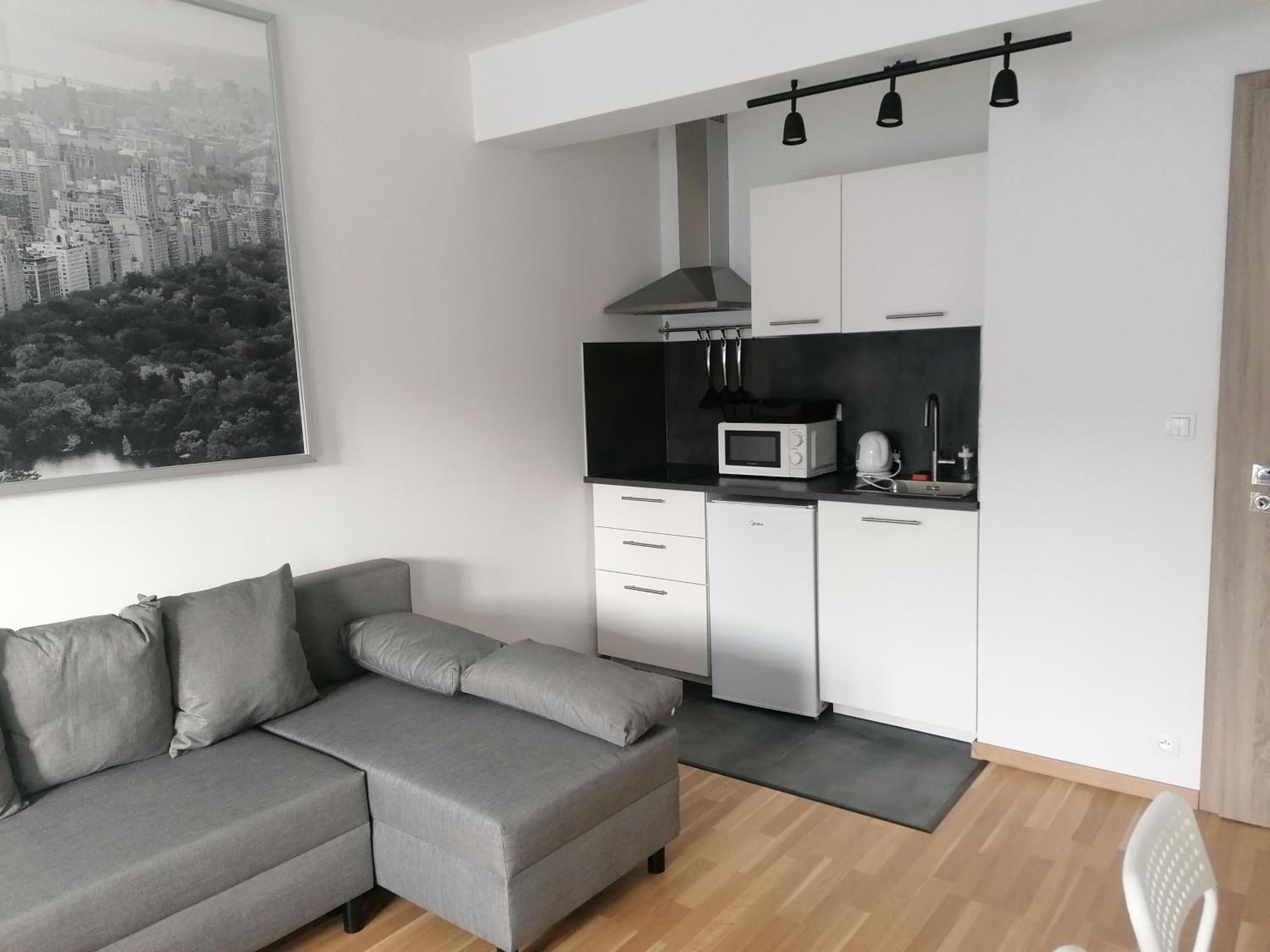 Brand new studio apartment #71 with free secure parking in the center