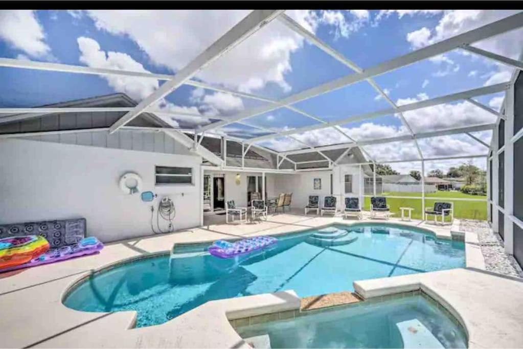heated pool, spa and game room