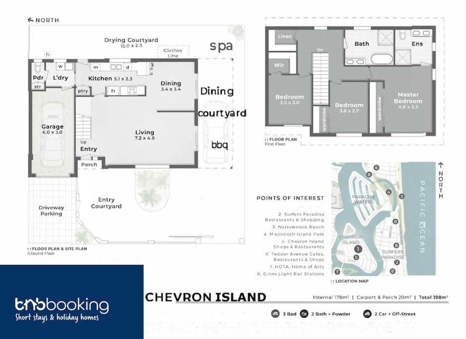 Coastal Central 3BR - Spa, Surfers Paradise, AC