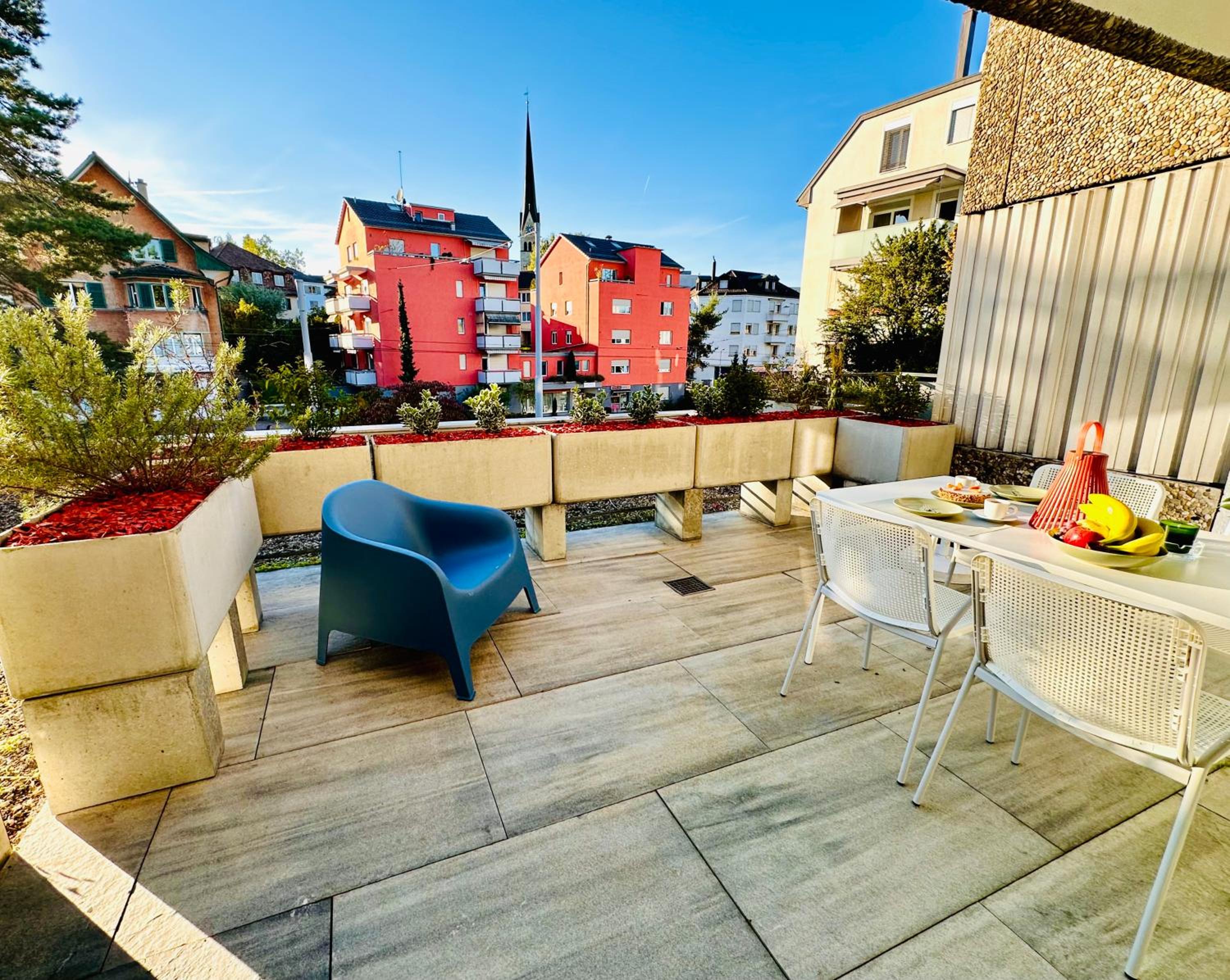 New Studio with Sunny Terrace & Air Condition