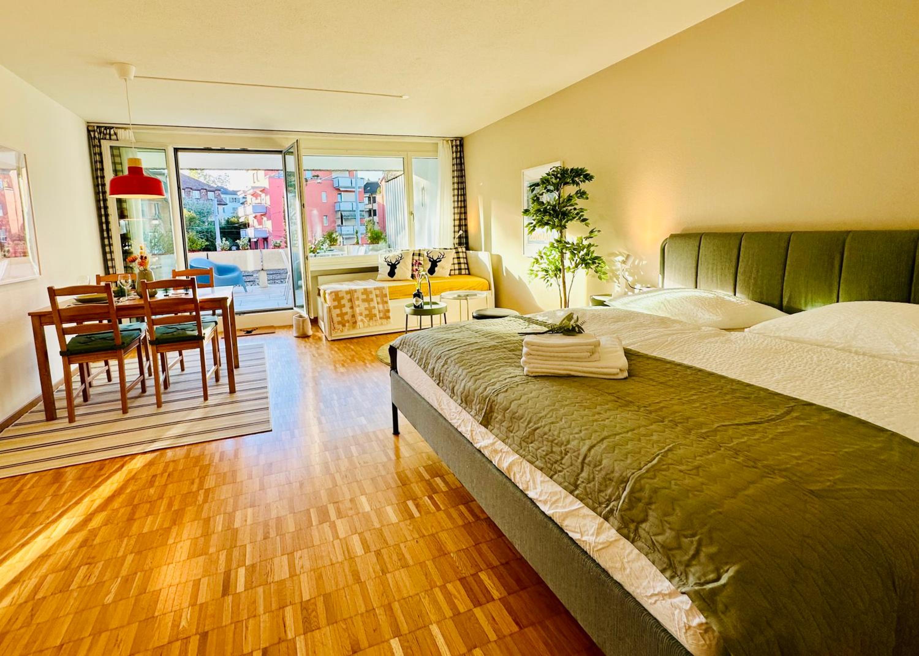 New Studio with Sunny Terrace & Air Condition