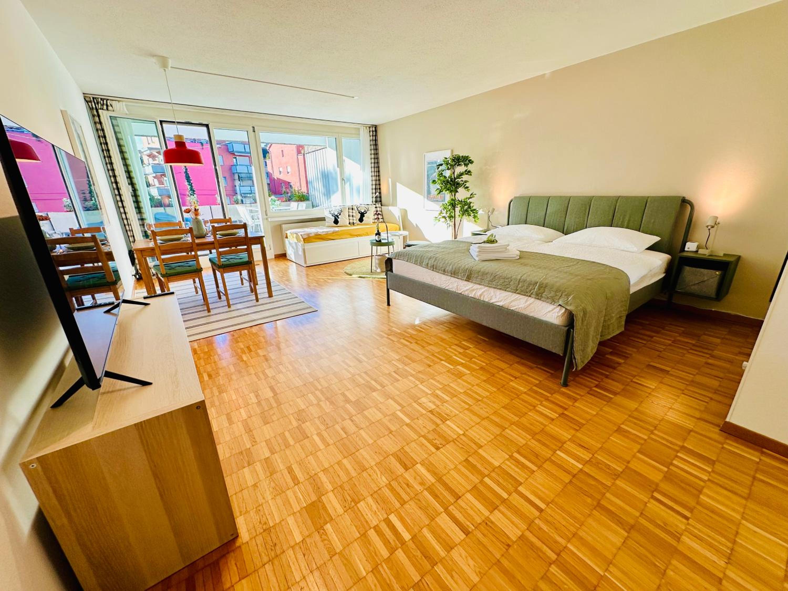 New Studio with Sunny Terrace & Air Condition