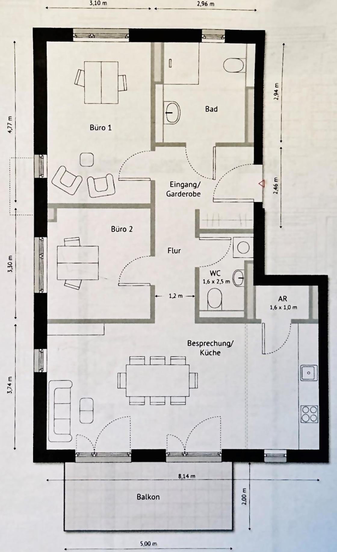 Ferienwohnung-Parkplatz-Balkon-Küche-SmartTV-Waschtrockner