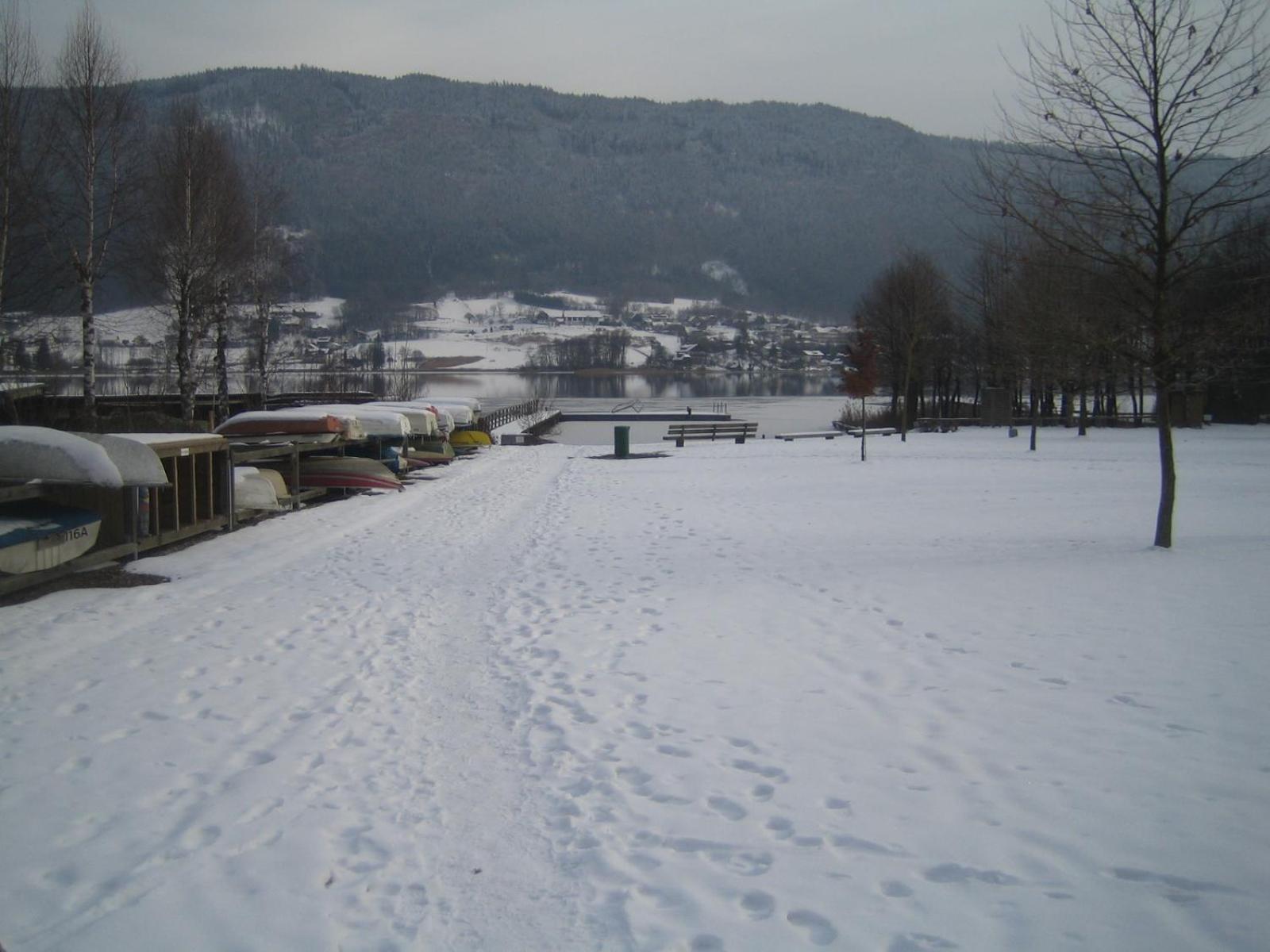 Kärnten Ossiacher See Apartment zwei Zimmer Ferienwohnung direkter Seezugang Strand beheizte Schwimmhalle