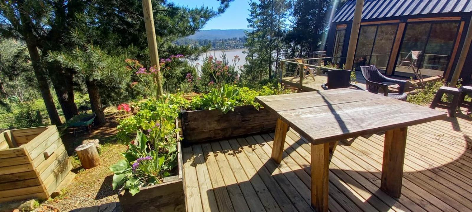 Acuarela minicasas con piscina en Lago Vichuquen
