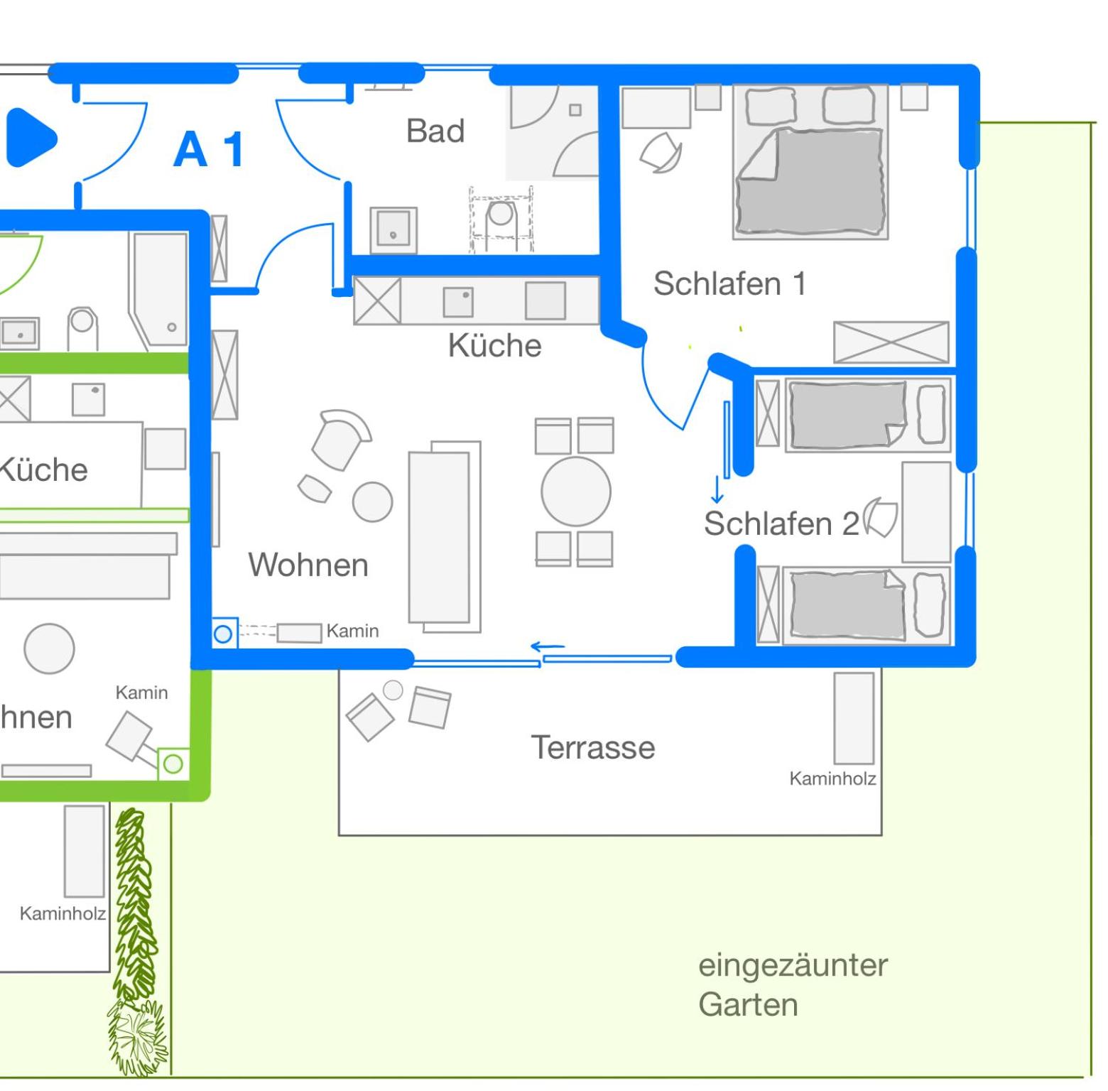 Luxuriöses rollstuhlgerechtes Ferienapartment A1 mit umzäunten Garten, 65qm