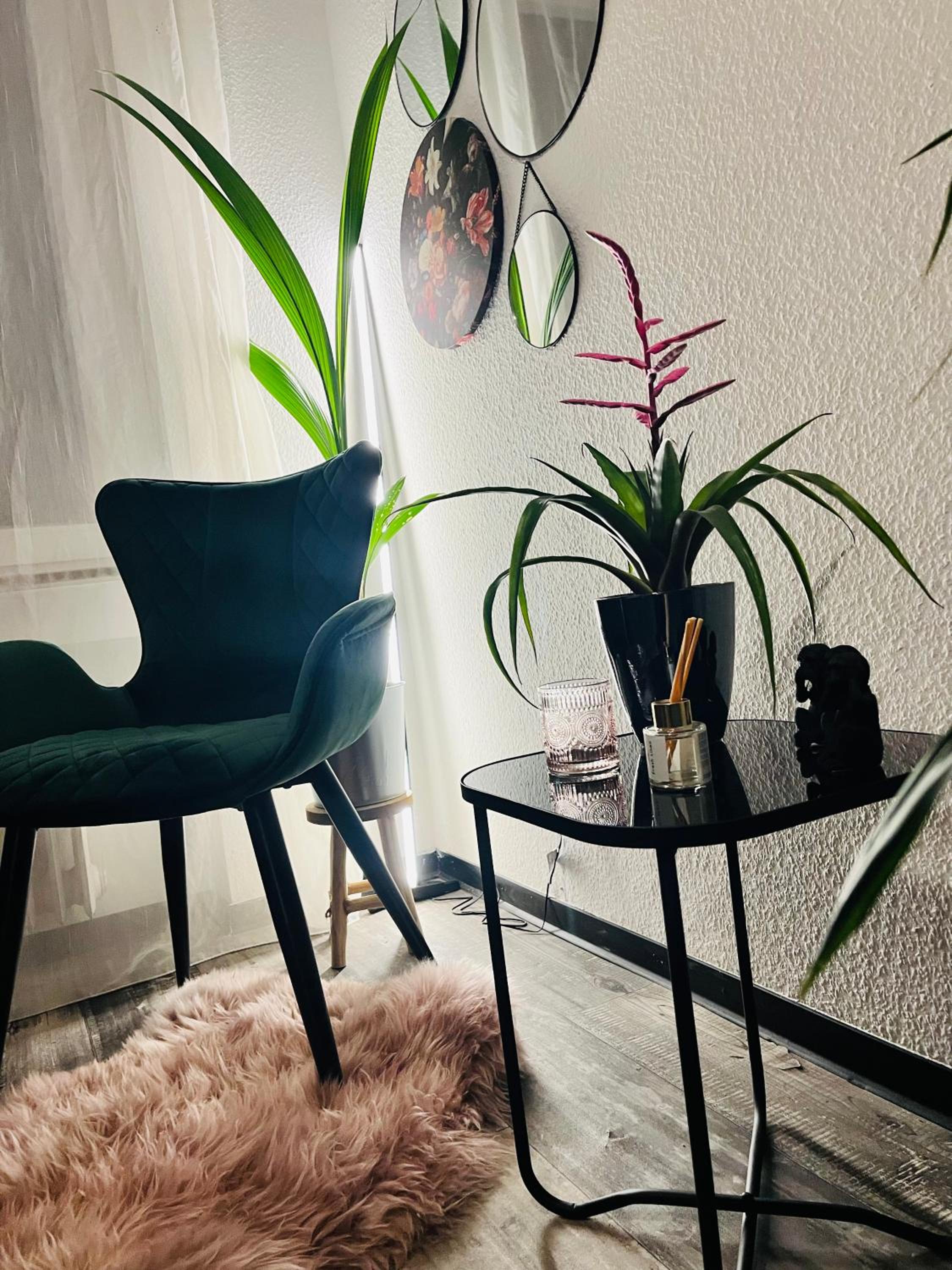 Blühendes Balkonwohnung mit Traumaussicht