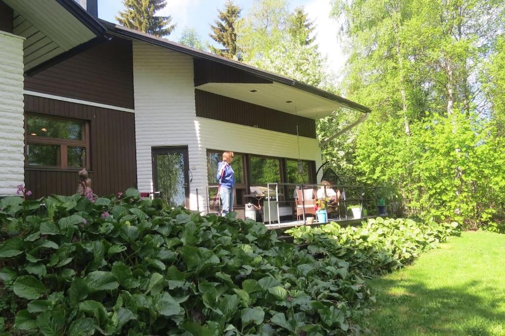 Atmospheric house on riverbank