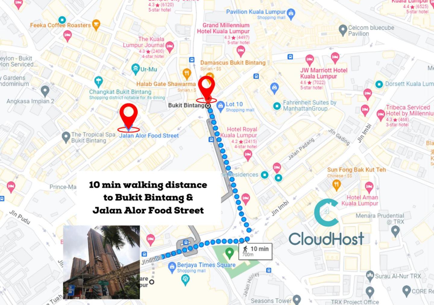 Bukit Bintang 1BR 5pax Walk to LRT & Monorail Stn by Cloud Host