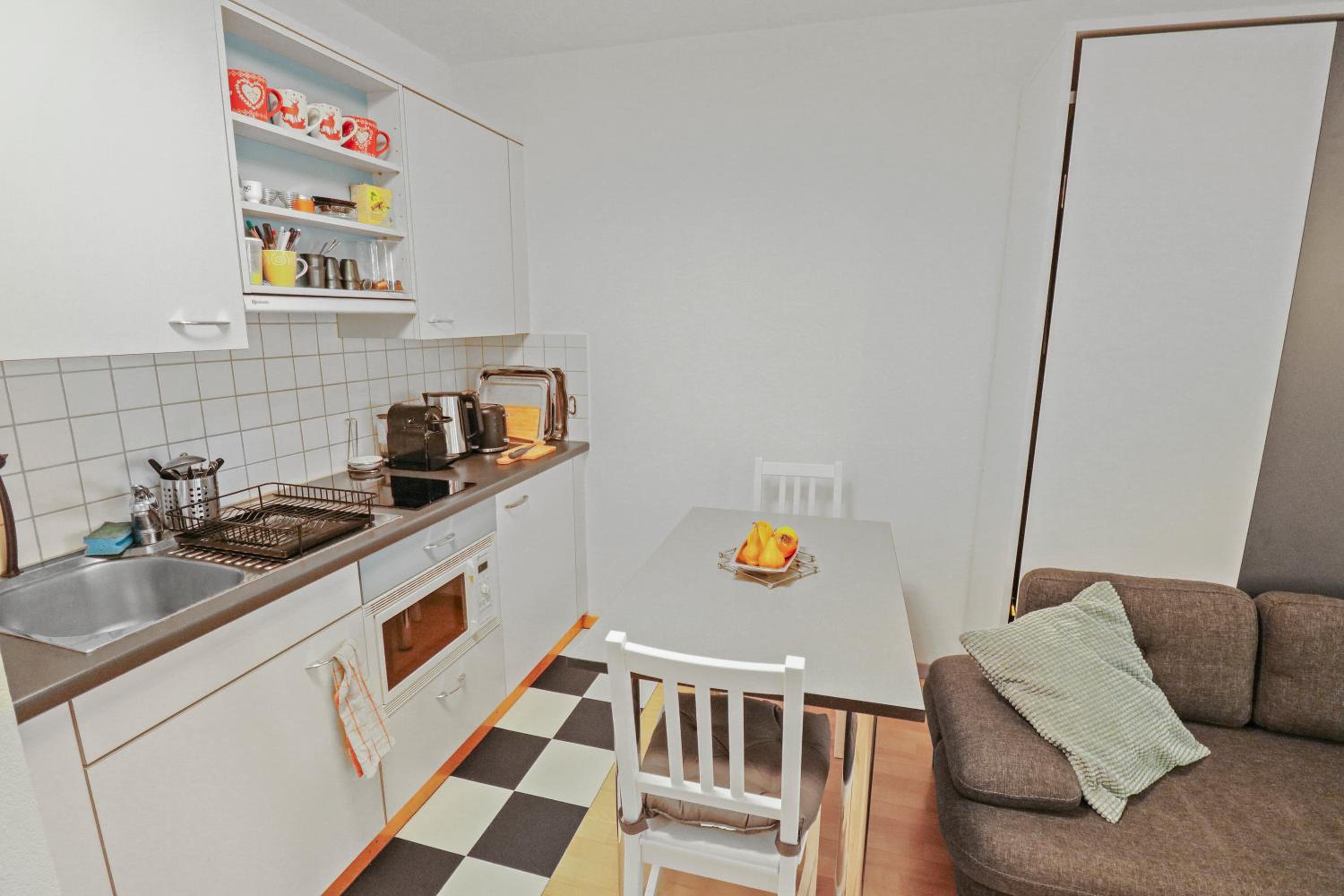 Studio chaleureux avec vue sur les montagnes