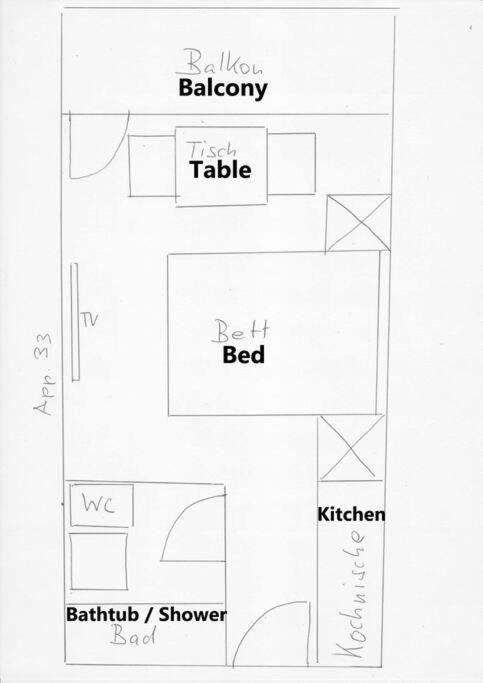 MicroAppartment with bath and cozy balcony