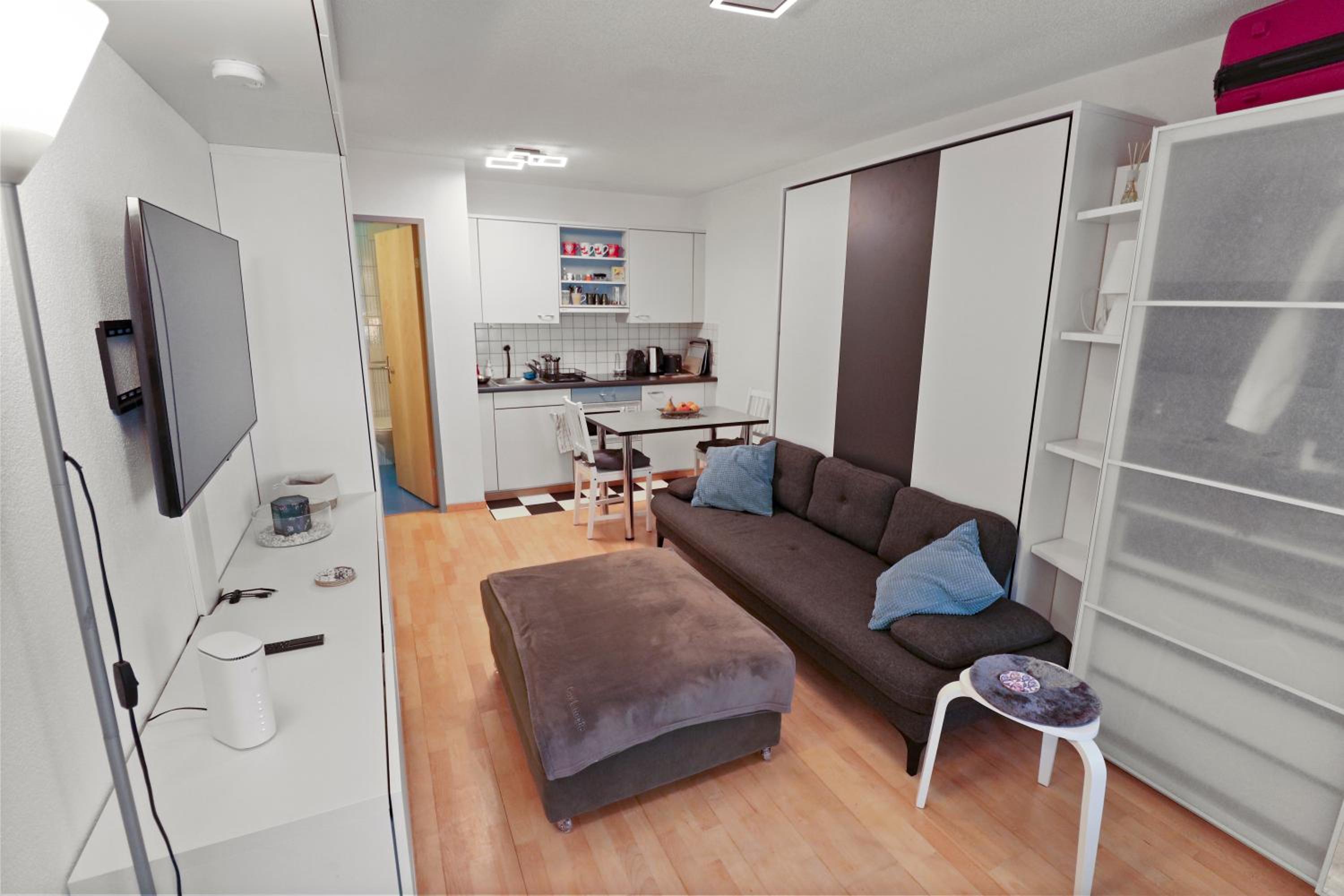 Studio chaleureux avec vue sur les montagnes