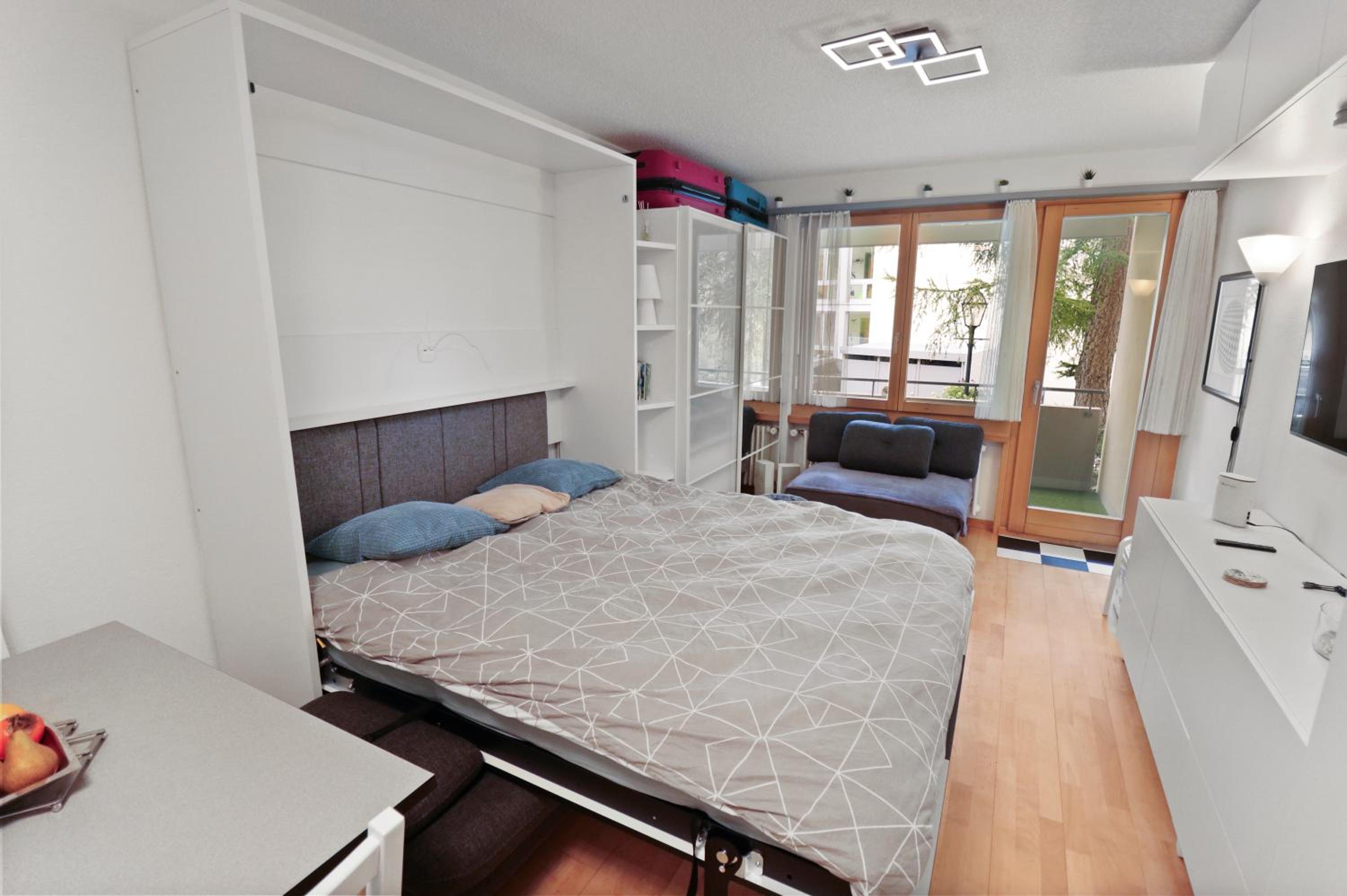 Studio chaleureux avec vue sur les montagnes