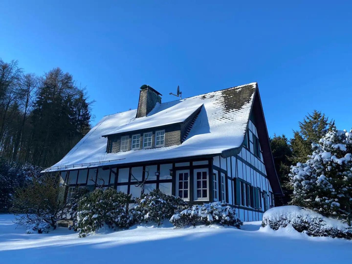 Ferienhaus Villa EMG Osnabrück Bielefeld in Preussisch-Oldendorf, Alleinlage, eigene Wald und See, Jacuzzi, Sauna für Familien Gruppen bis 20 Personen
