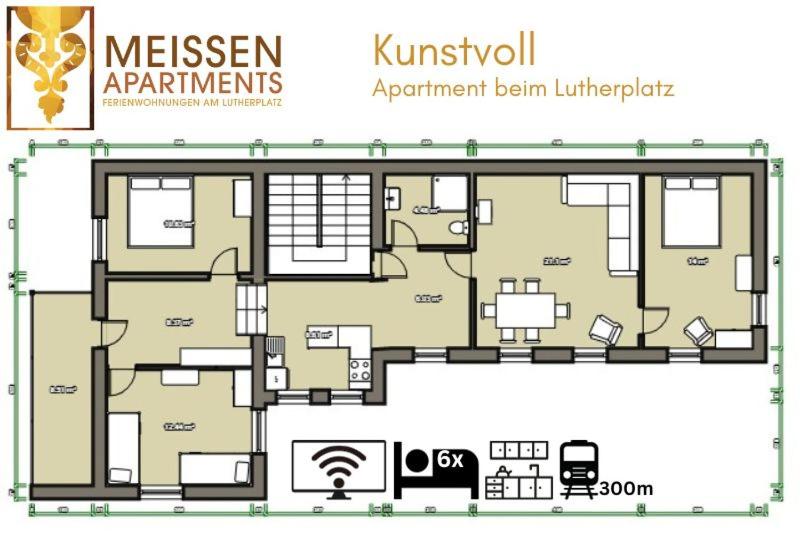 Kunstvoll - individuelle 4-Zimmer Ferienwohnung mit Balkon in Meißen